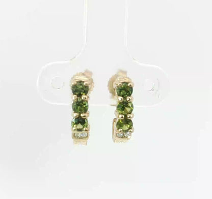 Bright Green Sapphire Diamond 9ct Gold Earrings. M92225