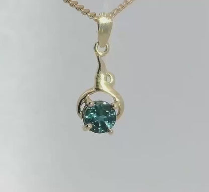 Teal Sapphire 9ct Gold Pendant. M92159