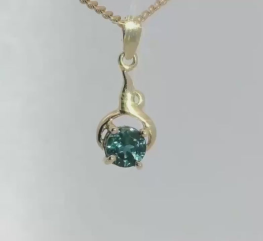 Teal Sapphire 9ct Gold Pendant. M92159